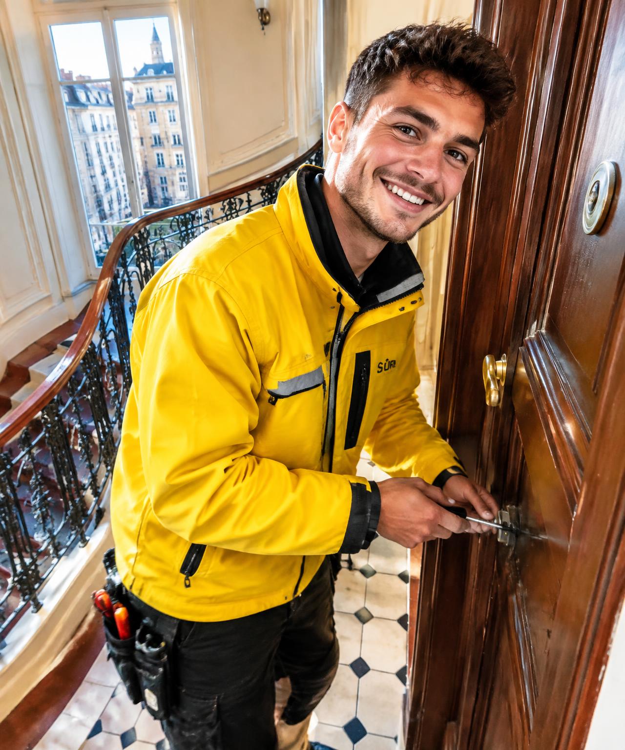 Illustration d’un serrurier intervenant sur une porte à Lyon